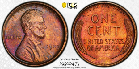 1909 VDB Lincoln Cent PCGS MS64RB Toned
