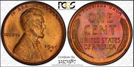 1946-D Lincoln Cent Red & Brown Toning